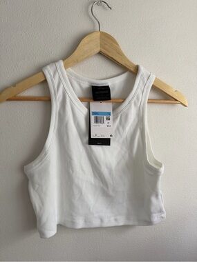 Jordan White Ribbed Crop Tank Top